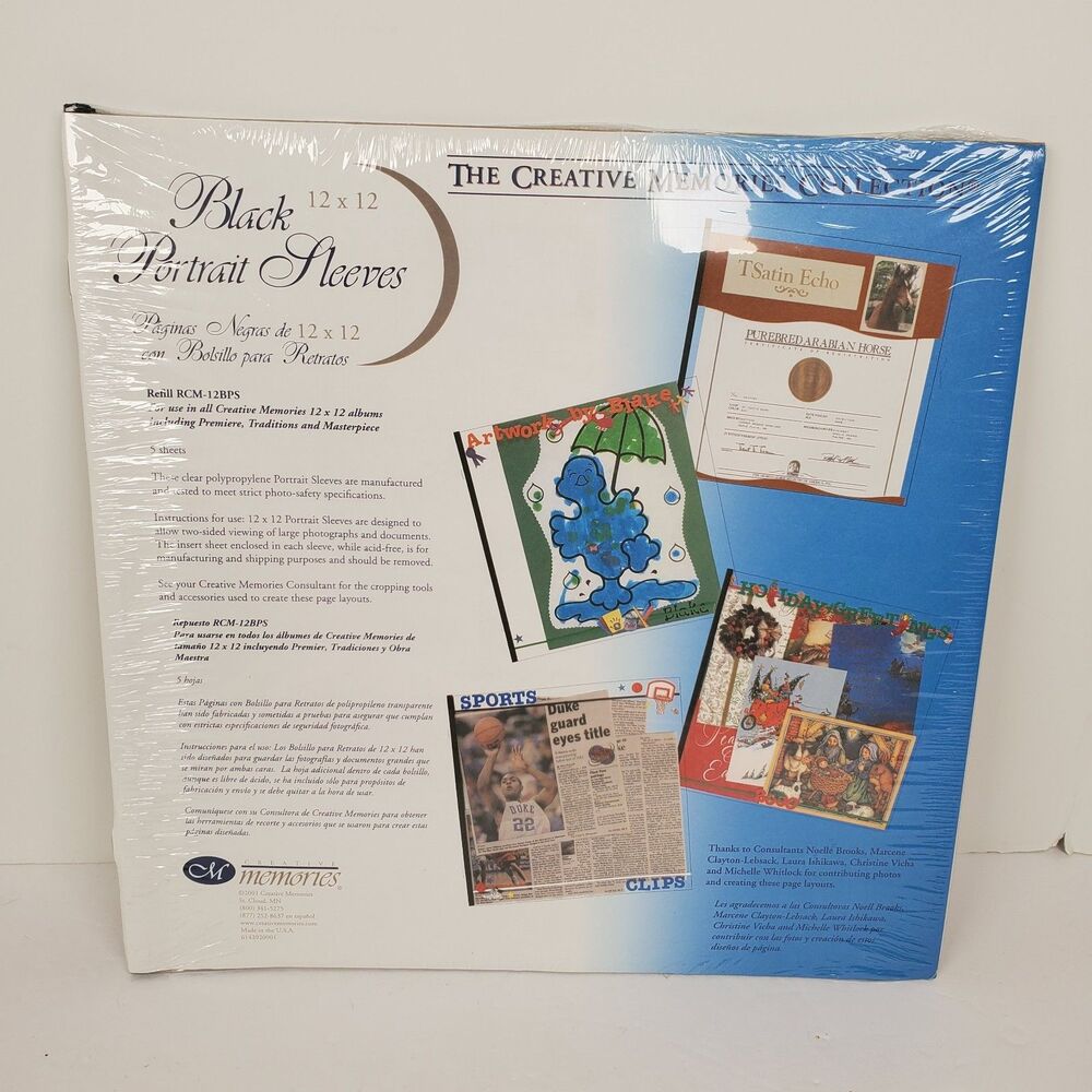 Creative Memories 12x12 Scrapbook  Black Portrait Sleeves New 2001